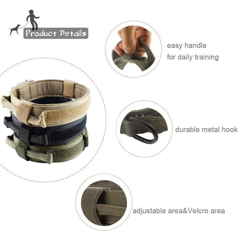 [Australia] - VICYUNS Tactical Dog Collar Adjustable & Durable Metal Buckle 1.5inch Width Army Grade Nylon Material Military Training Dog Collar L Ranger Green 