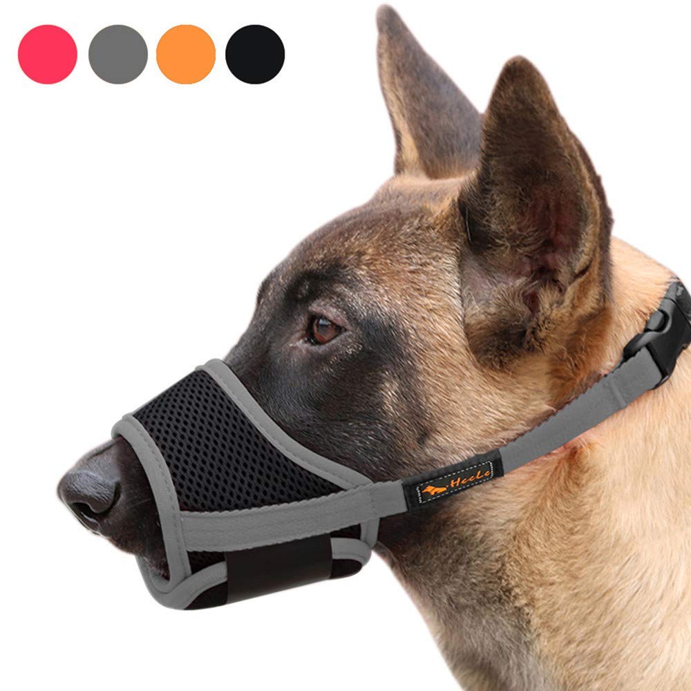 HEELE Nylon Dog Muzzle, Adjustable Strap, Breathable, Secure, Quick Fit for Small, Medium Dogs, Prevents Biting, Chewing and Barking (S, Grey) S - PawsPlanet Australia