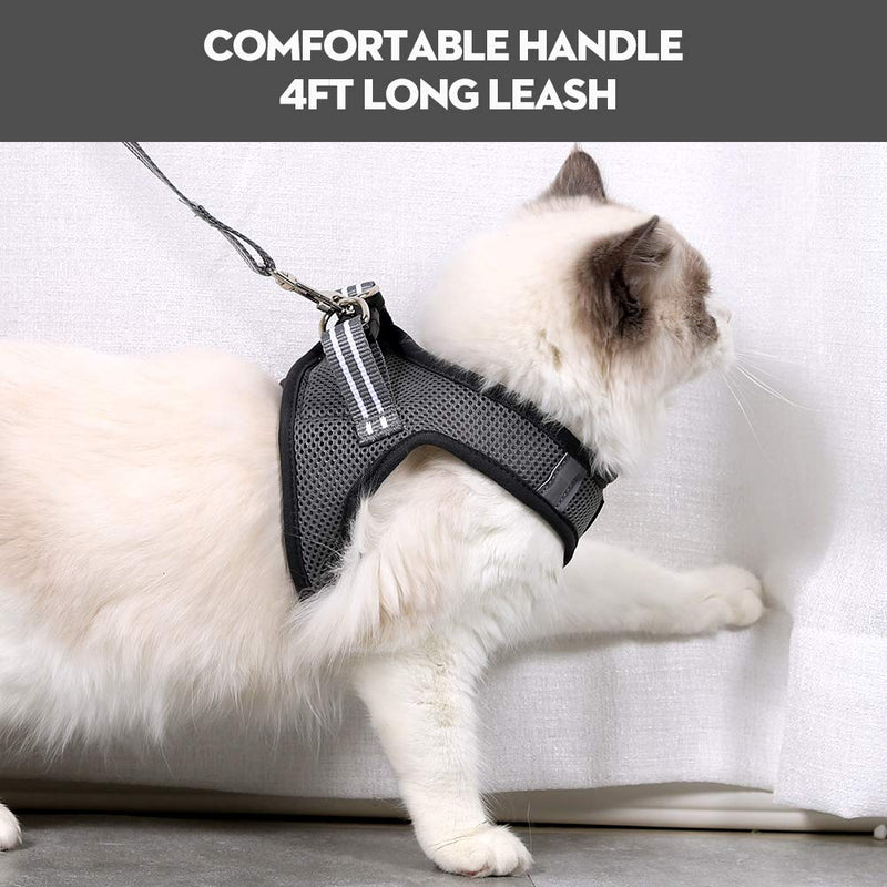Cat Harness and Leash Ultralight Kitten Collar Soft and Comfortable for Walking Steaming for Puppies Rabbits with Cationic Fabric (silv,l) L (Pack of 1) Sliv - PawsPlanet Australia
