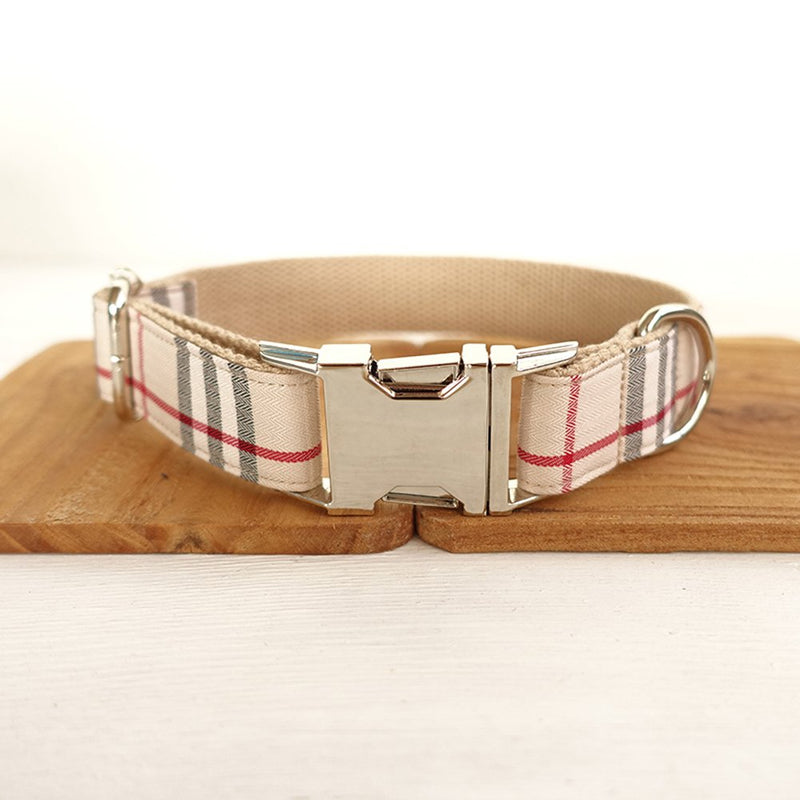 RC GearPro Nylon Adjustable Dog Collar Khaki Plaid Pattern Zinc Alloy Metal Easy to Use Buckle Dog Collar, in 5 Different Sizes (XL Neck (56-62cm)) XL Neck (56-62cm) - PawsPlanet Australia