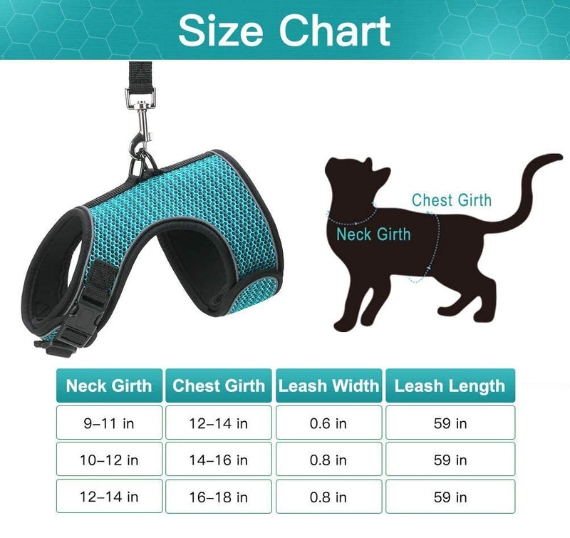 PUPTECK Cat Harness and Leash - Escape Proof for Walking, Reflective and Breathable Cat Vest Harness with Safety Buckle, Easy Control and Adjustable for Small Medium Large Cats, Puppies - PawsPlanet Australia