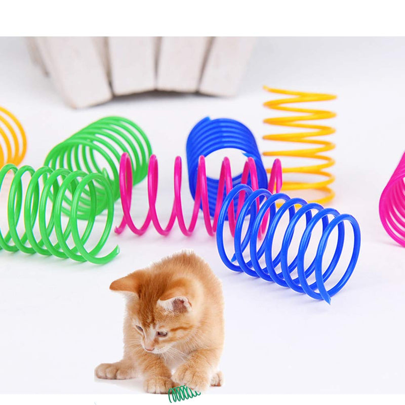[Australia] - ISMARTEN 100 Pack Pet Wide Colorful Springs Cat Toys Plastic Coil Spiral Springs for Cat Kitten Pets (Random Color) 