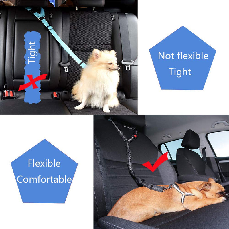 WDEC Dog Seat Belt, Adjustable, with Elastic Bungee Buffer and Reflective Stripe Line, Can Be Connected with Dog Harness, Dog Car Seat Belt Restraint, Used in Daily Travel (rose Red) rose Red - PawsPlanet Australia