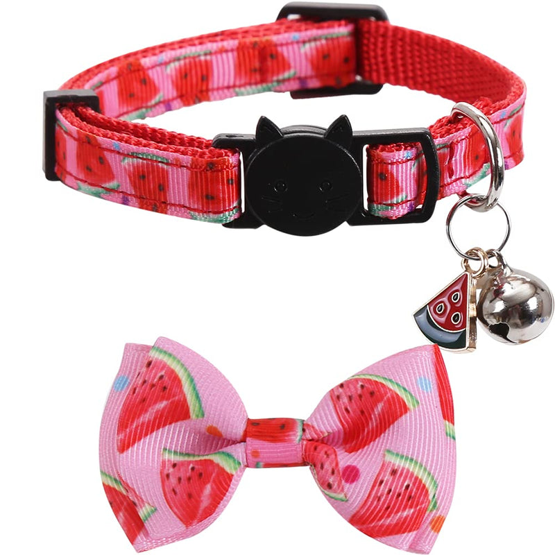 Lamphyface 3 Pack/Set Cat Collar Breakaway with Cute Bow Tie and Bell for Kitty Adjustable Safety Fruit - PawsPlanet Australia