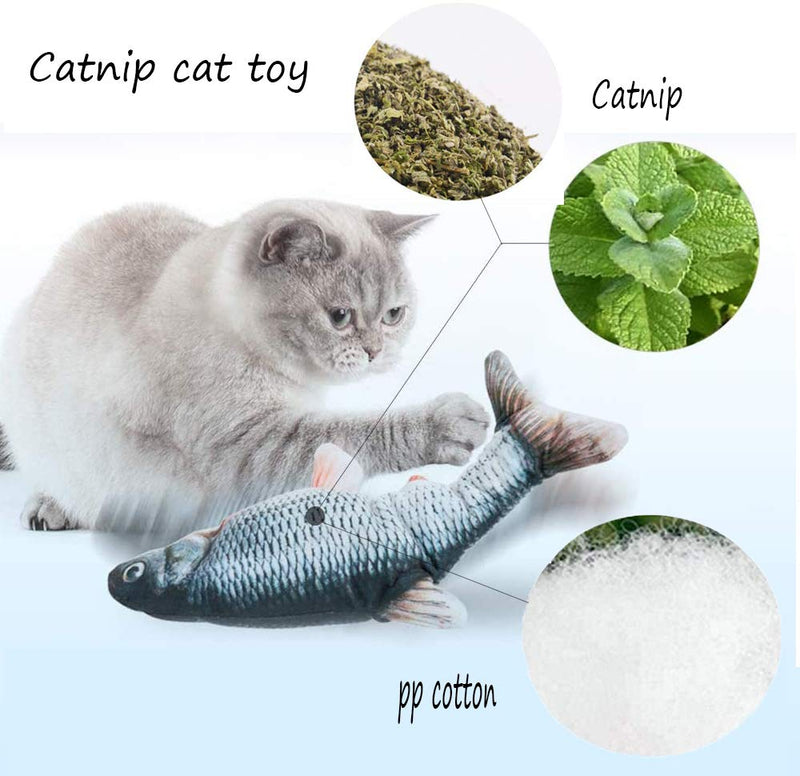 [Australia] - INNAPER Electric Flopping Fish Cat Toy,2 Pack 11" Realistic Interactive Floppy Fish, USB Chargeable Wiggle Fish Catnip Toys,Wiggle Plush Simulation Motion Toy for Kitten,Kitty,Indoor Cats 