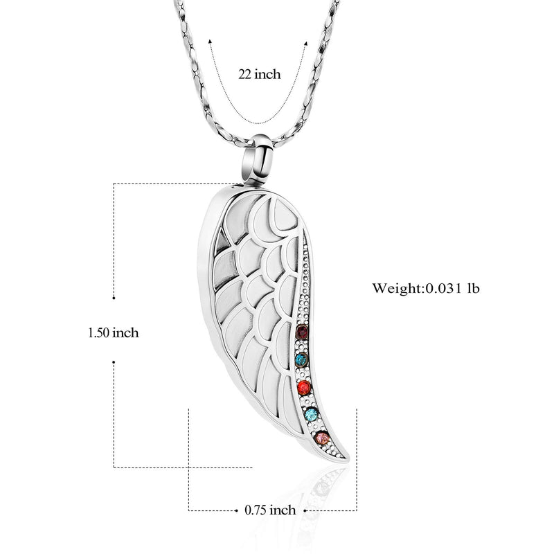 Imrsanl Angel Wings Cremation Jewelry for Ashes Pendant Stainless Steel Keepsake Memorial Urn Necklace for Human/Pets Silvery - PawsPlanet Australia