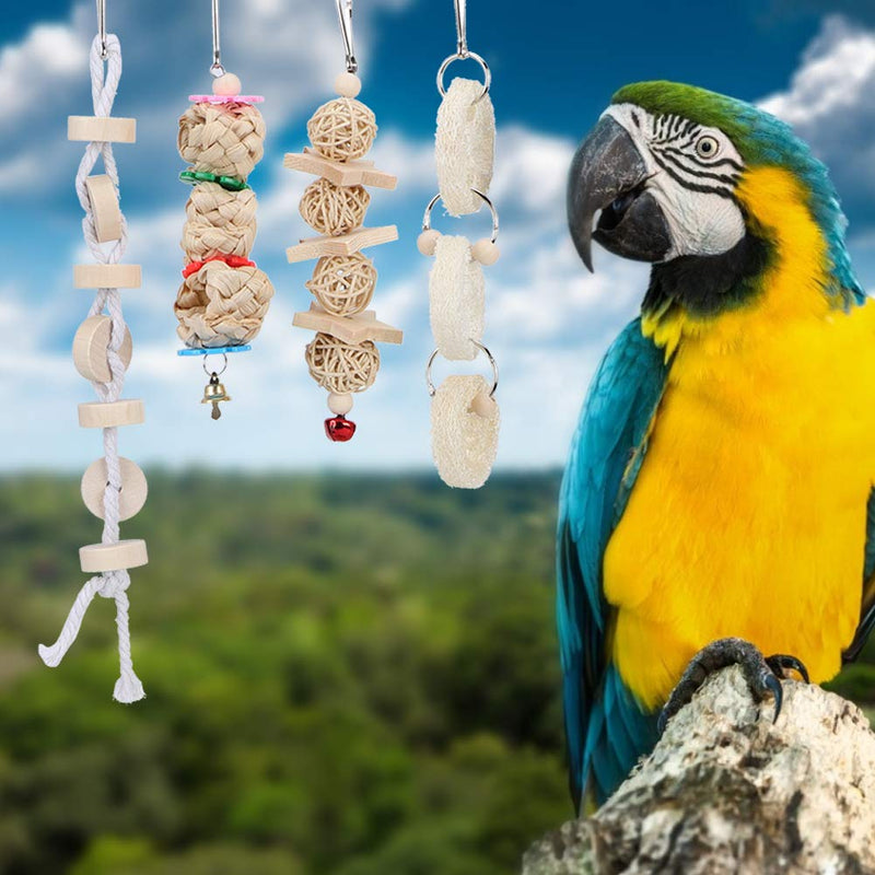 7Pcs Bird Toy Set Chewing Toys Hanging Cage Swing Parrot Standing Climbing Toy for Love Birds Budgie Macaws Cockatiels Parakeets African Grey Parrot Finches Lorikeets - PawsPlanet Australia