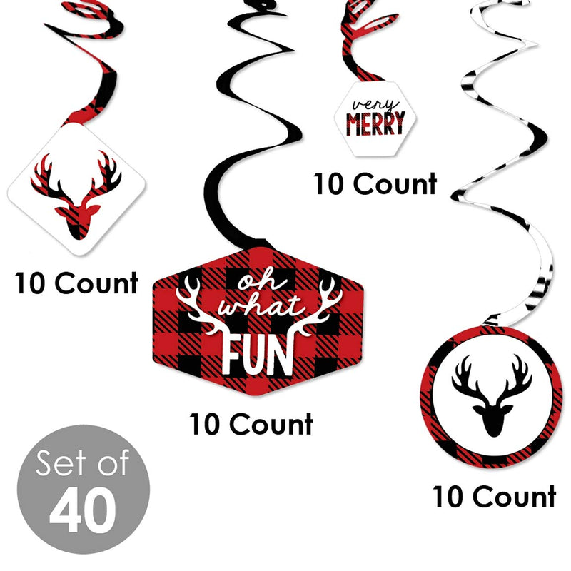 Big Dot of Happiness Prancing Plaid - Reindeer Holiday and Christmas Party Hanging Decor - Party Decoration Swirls - Set of 40 - PawsPlanet Australia