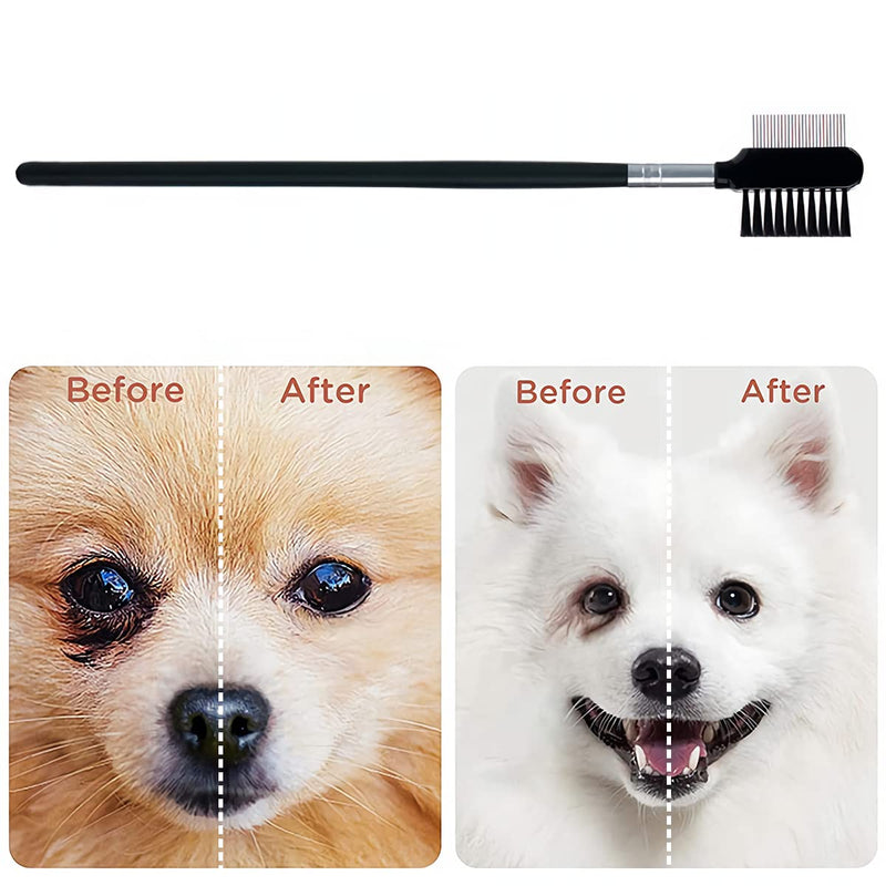 Pack of 2 Tear Stain Removal Comb YUTOU Double-Sided Dog Eye Comb Tear Stain Remover Comb Eyelash Brush Grooming Comb Dog Flea Combs for Small Cats Dogs Remove Crust and Mucus - PawsPlanet Australia
