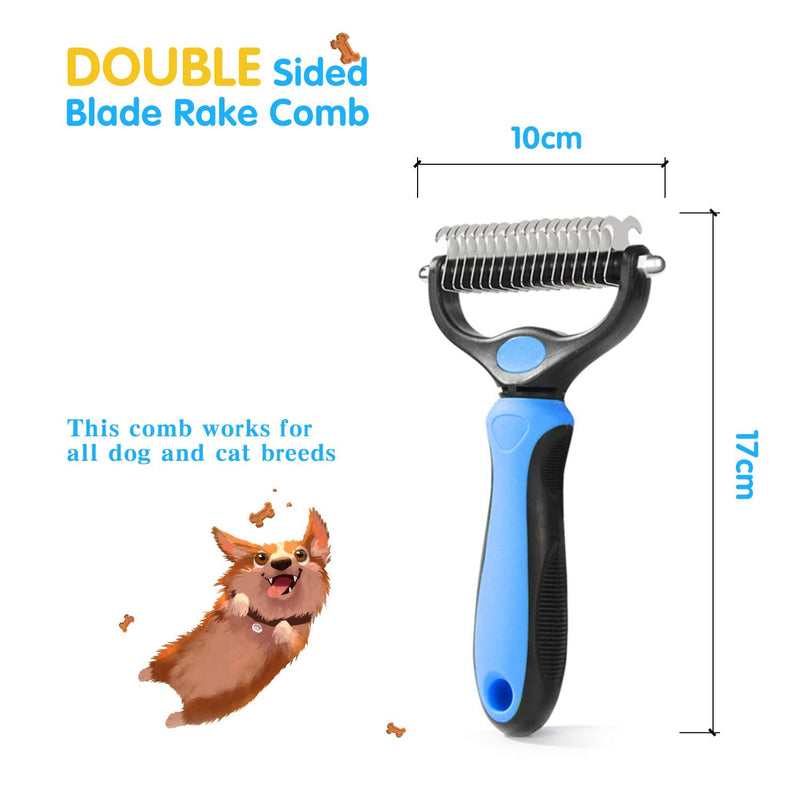 Hotype dog brush and cat brush, 2-in-1 undercoat comb removes undercoat tangles, undercoat brush, animal care brush, fur care comb, for long-hair/short-hair breeds, dogs/cats - PawsPlanet Australia