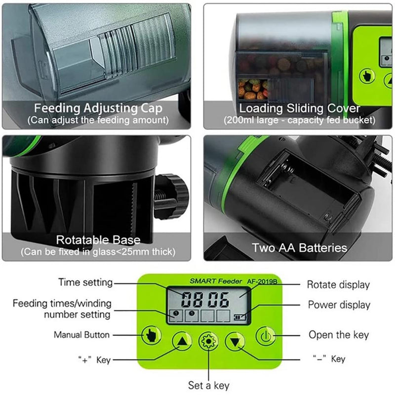 Aedcbaide Automatic Fish Feeder with Large Capacity, Auto Fish Feeder with Super Mute,Simple Fish Feeder,Food Timer Dispenser for Fish Tank and Vacation,Dispenser Feeder - PawsPlanet Australia