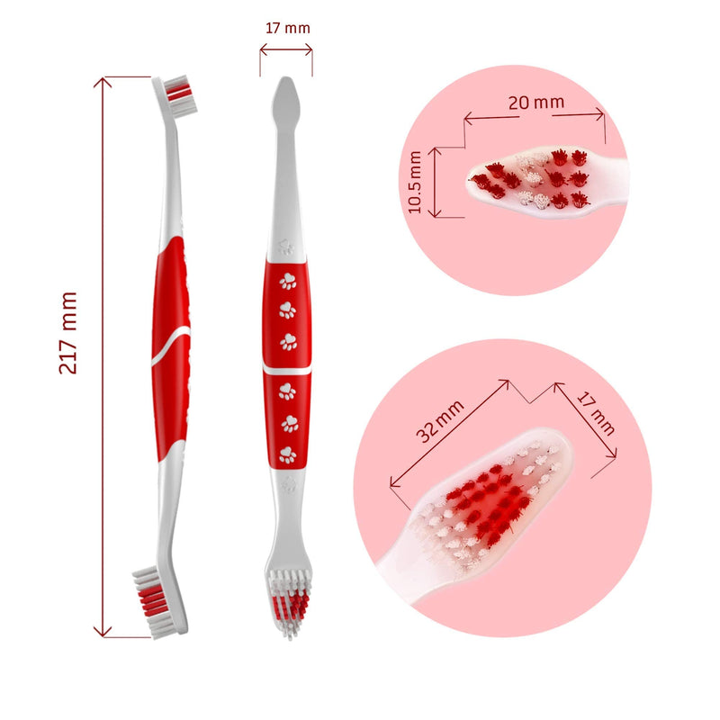 Pet Toothbrush for Dogs, Cats with Soft Bristles - Easy Teeth Cleaning & Dental Care, Non Slip Dual Head Dog Toothbrush - Choose Your Pack (Pack of 1) Pack of 1 - PawsPlanet Australia