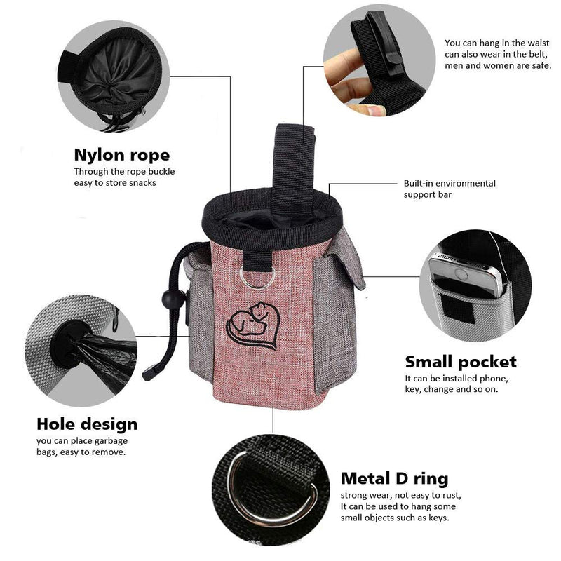 Dog Treat Bag - Training Pouch for Dogs with Collapsible Food Bowl - Pet Training Bag with Adjustable Waist Strap and 3 Rolls Poop Bags - Food Snack Kibble Storage Holder Walking with Dogs - PawsPlanet Australia