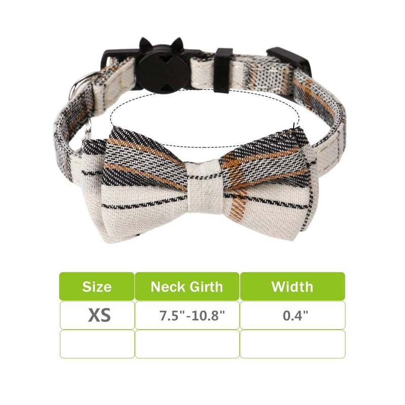 Faleela 2 Packs Cat Collar Bells Set, Cat Collar Breakaway with Cute Bow Tie and Bell, Adjustable from 7.5-10.8 Inch, Soft and Comfortable for Kitty and Some Puppies (Beige + Brown) Beige + Brown - PawsPlanet Australia