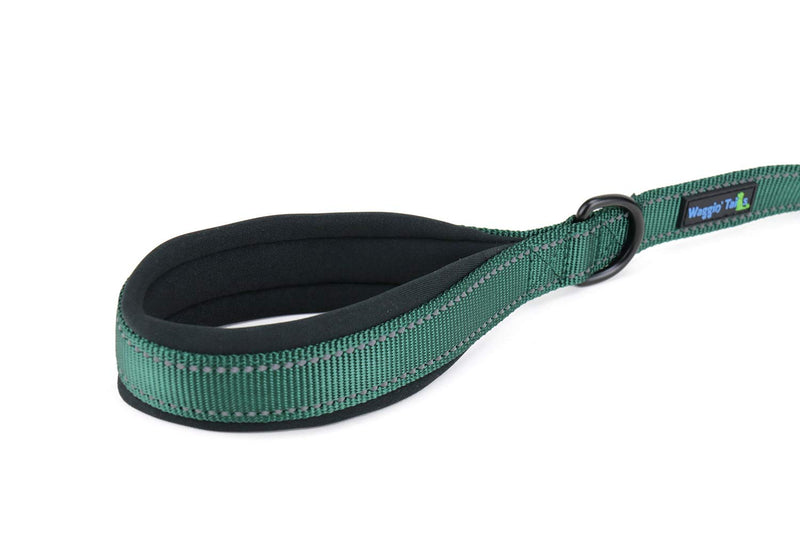 [Australia] - Wagtime Club Soft &Thick Dual Handle 6FT Dog Leash, Premium Strength Double Padded Handles - Vibrant Colors with Reflective Option Reflective Hunter Green 