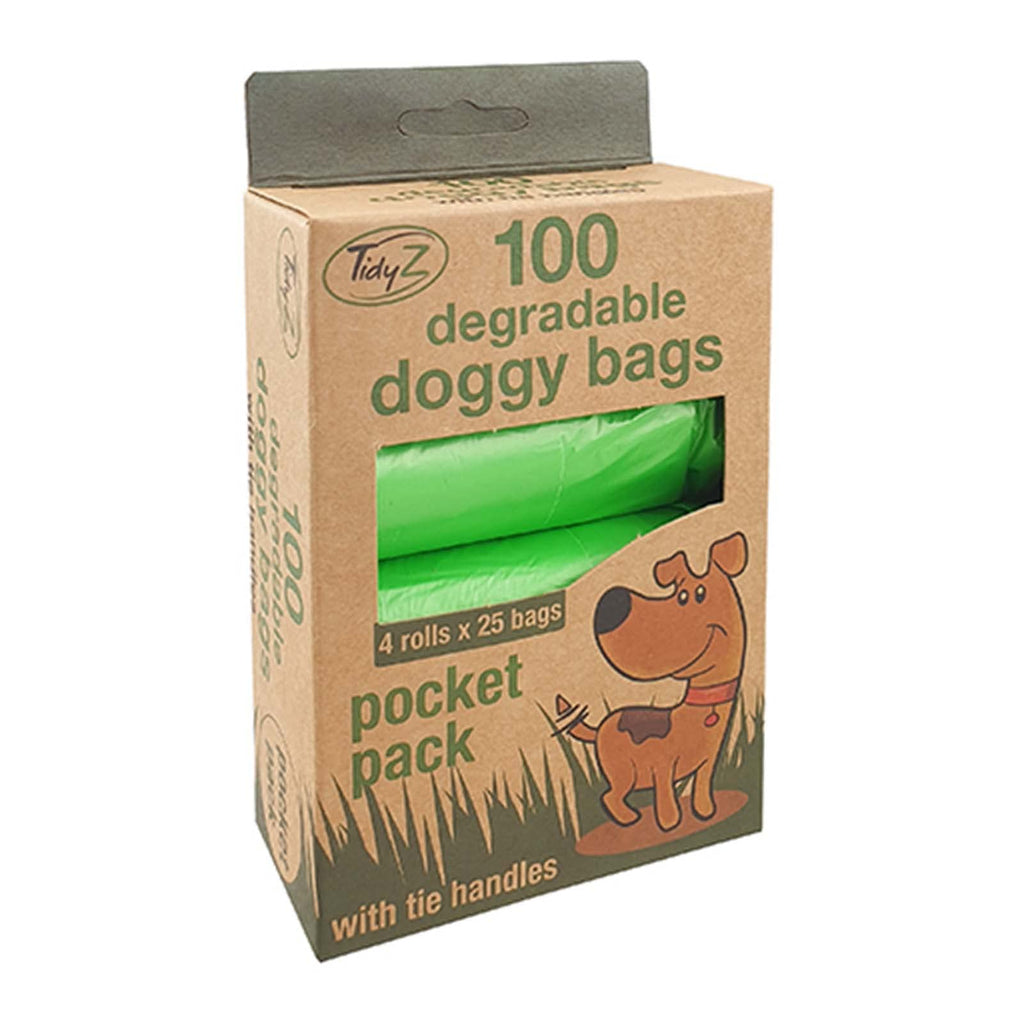 4 x 100 pieces of degradable dog waste bags, very stable, including tie handles. - PawsPlanet Australia