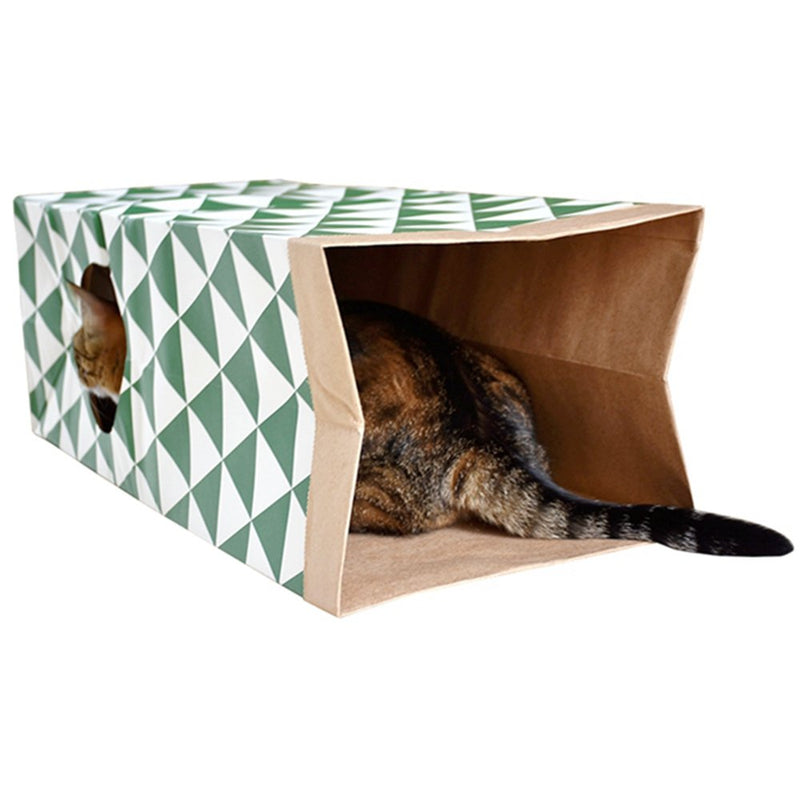 JZMYXA Cat Paper Bag Tunnel Toy Collapsible Tunnel for Rabbits, Kittens, Ferrets, Pet Paper House - PawsPlanet Australia