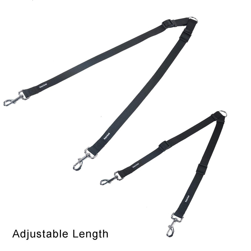 HAPPY HACHI Adjustable Double Dog Leash Coupler No Tangle Nylon Twin 2 Pet Trainer Leash Splitter S 33-50cm Black - PawsPlanet Australia