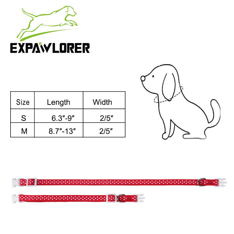 EXPAWLORER 10 Pack of Puppy ID Collars - Cute Dots, Adjustable and Durable for Dog Pet with Record Keeping Chart M - PawsPlanet Australia