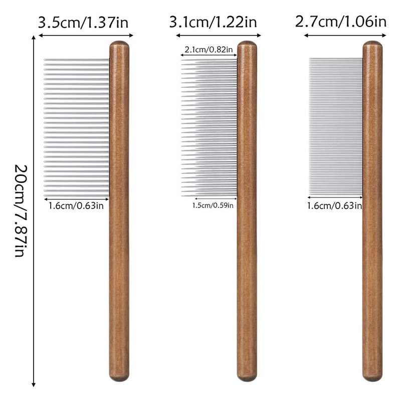 3 Piece Cat Comb, Wooden Dog Comb, Pet Comb, Pet Flea Comb, Cat Comb for Long Haired Cats, Short Haired Cats, Cats, Dogs, Flea Lice, Tear Stain Remover - PawsPlanet Australia