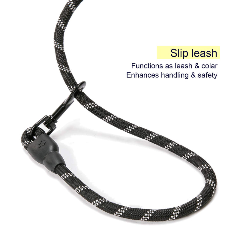 [Australia] - yipet 5 ft Dog Leash Comfortable Padded Handle Highly Reflective at Night Durable Heavy Duty for Medium Large Dogs Black 