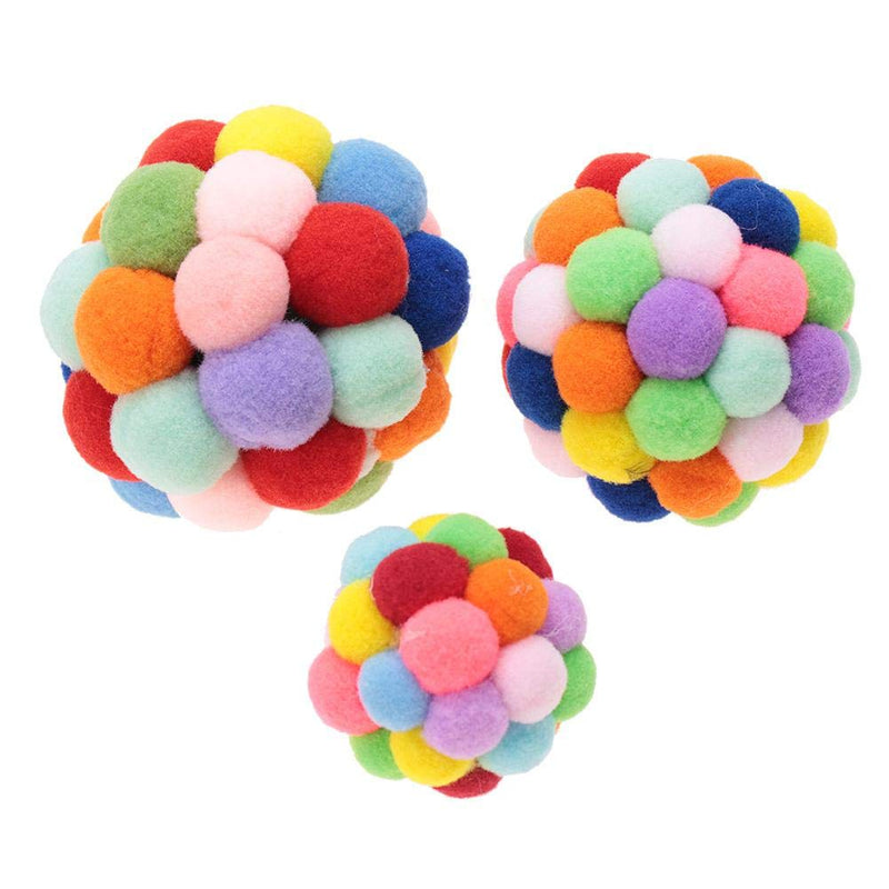 [Australia] - Cat Toys Ball Handmade Colorful Plush Bouncy Ball with Catnip Interactive Bell Toys for Cats Kitten Training Playing Chewing L 