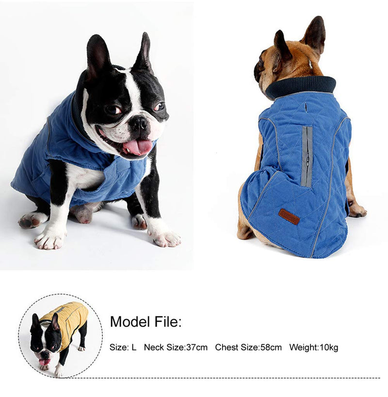 Rantow Reflective Dog Coat Winter Vest Loft Jacket for Small Medium Large Dogs Water-Resistant Windproof Snowsuit Cold Weather Pets Apparel, 6 Colors 7 Sizes (XS, Blue) XS (Pack of 1) - PawsPlanet Australia