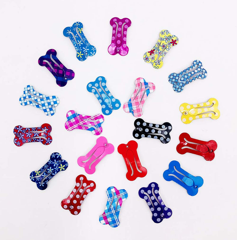 PET SHOW Cute 1" Small Bone Snap Hair Clips Pet Grooming Products Dog Cat Puppy Hair Accessories Random Color Pack of 20 - PawsPlanet Australia