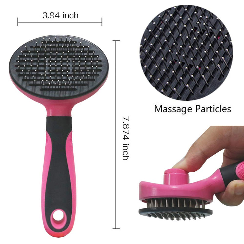 [Australia] - SDY IDUSE Dog Brush for Grooming, Pet Grooming Tool for Cat and Small Medium Dog, Self-Cleaning Pin Brush(Pink) 