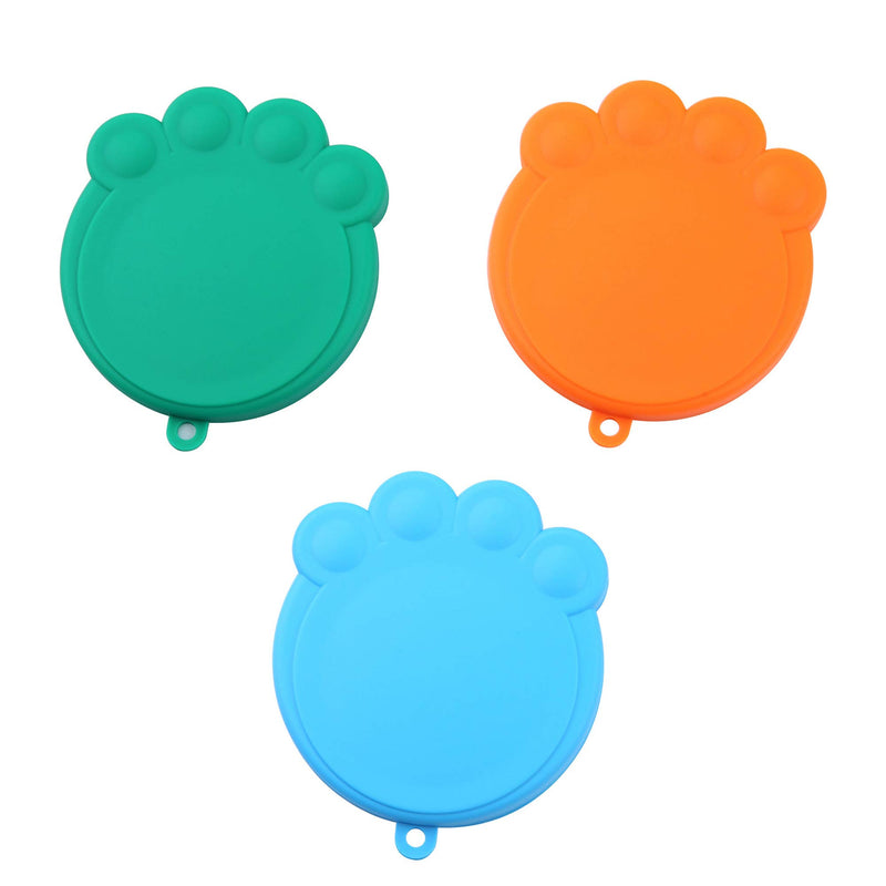 [Australia] - SLSON 3 Pack Pet Food Can Cover Universal Silicone Cat Dog Food Can Lids 1 Fit 3 Standard Size Can Covers,Blue,Green and Orange 