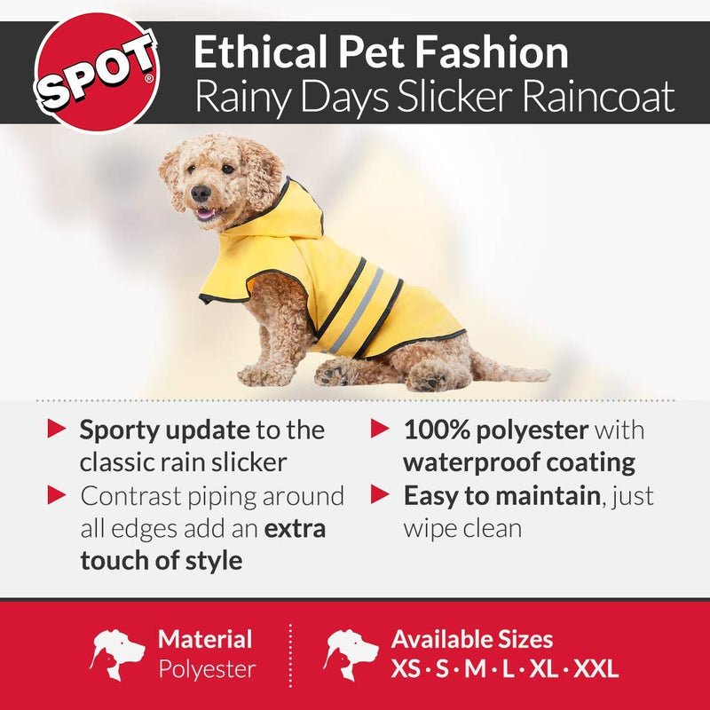 [Australia] - Fashion Pet Dog Raincoat For Small Dogs | Dog Rain Jacket With Hood | Dog Rain Poncho | 100% Polyester | Water Proof | Yellow w/ Grey Reflective Stripe | Perfect Rain Gear For Your Pet! by Ethical Pet 