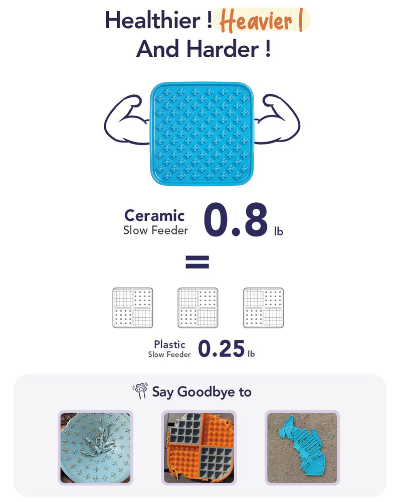 LE TAUCI PET Ceramic Slow Feeder Bowl for Cat and Small Dog, Lick Mat for Wet Food and Dry Food, Cat Food Puzzle Feeder, IQ Pet Treat Mat, Dog Feeder, Slow Bowl, Puppy Bowl, Great Gift for Pet Blue Cross - PawsPlanet Australia