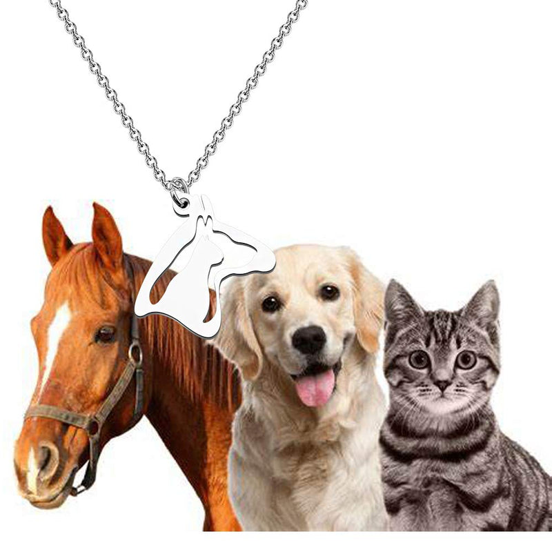 FOTAP Pet Necklace Animal Gift Dog Cat Horse Pendant Necklace Pets Lover Animal Jewelry Cat Dog Horse - PawsPlanet Australia