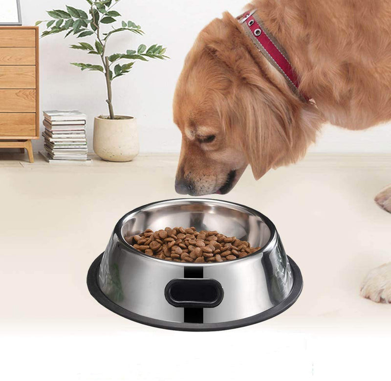 SUOXU Medium Dog Bowl, 2 Stainless Steel Dog Bowls, Dog Plate Bowls With Non-slip Rubber Bases, Medium and Large Pet Bowl For Feeding Water and Food (22cm) 22cm - PawsPlanet Australia