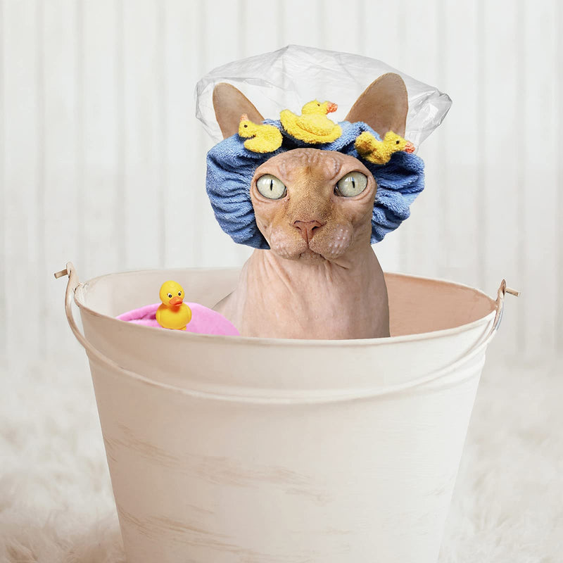 Xuniea 50 Pieces Pet Shower Cap Reusable Cat Shower Cap Transparent for Sphynx Cats Small Dog Shower Hat with Elastic Band for Cat Kitten Small Dog Puppy to Protect Their Ears - PawsPlanet Australia