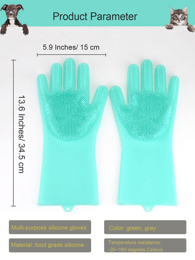 BSMstone1 Pair Pet Grooming Gloves for Bathing Silicone Pet Bath Gloves Scrubber Glove Cat& Dog Hair Removal Gloves Green - PawsPlanet Australia