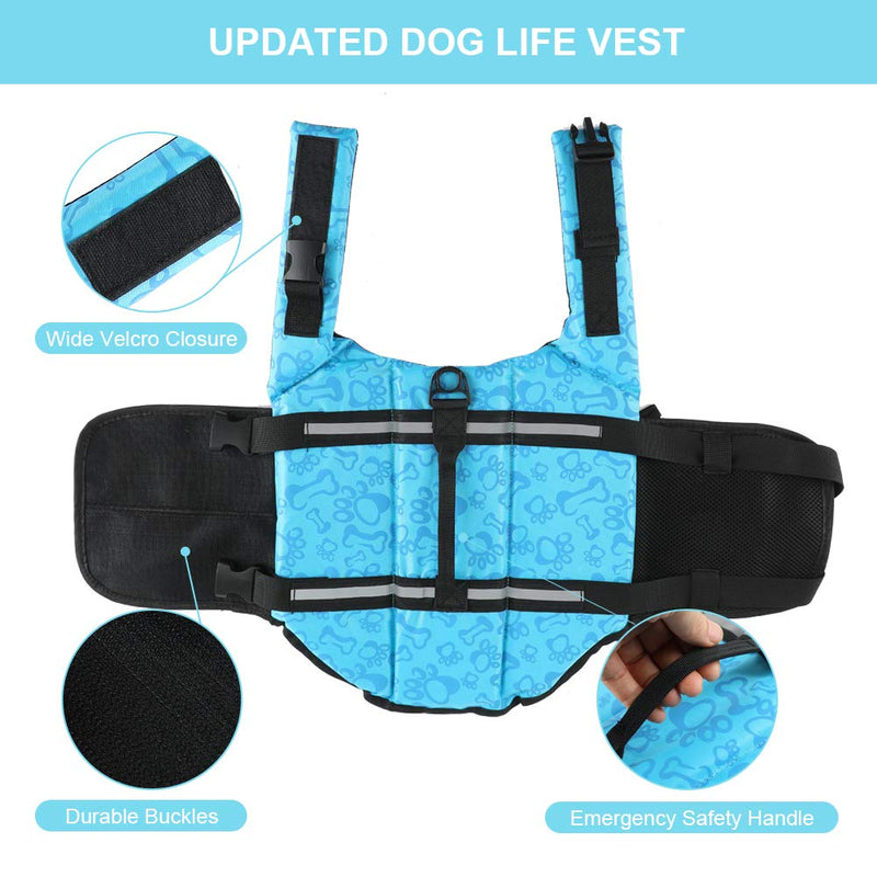 EMUST Dog Life Jackets, Reflective & Adjustable Preserver Vest with Enhanced Buoyancy & Rescue Handle for Swimming XX-Small Blue - PawsPlanet Australia