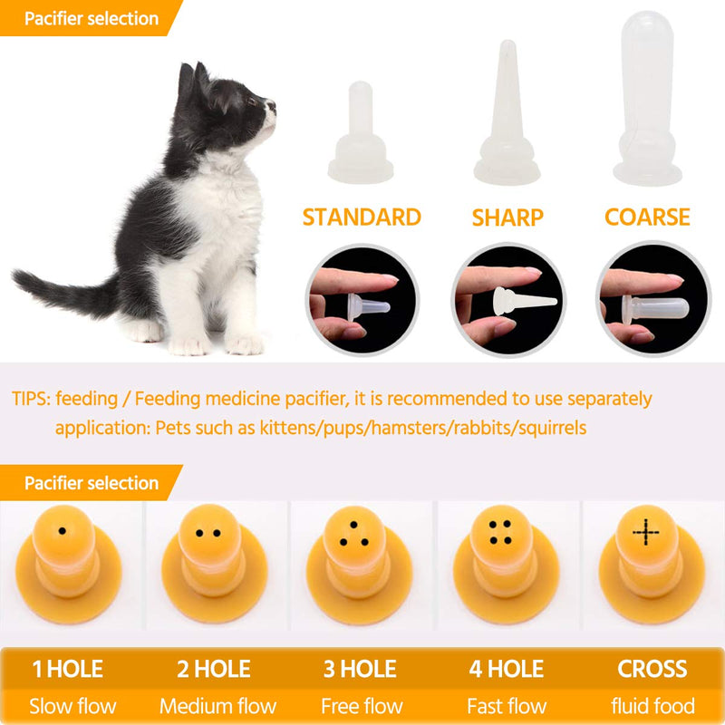 [Australia] - Newborn Kitten Feeding Milk Bottle Kit with Replacement Silicone Nipples and Animal Dropper Feeder 