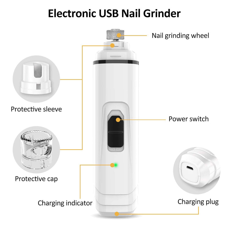 [Australia] - Proyoo Dog Nail Grinder with Dust Cover, Professional 2 Speed Electric Rechargeable Pet Nail Trimmer Safe and Effective Paws Grooming Trimming for Small Medium Large Dogs & Cats 