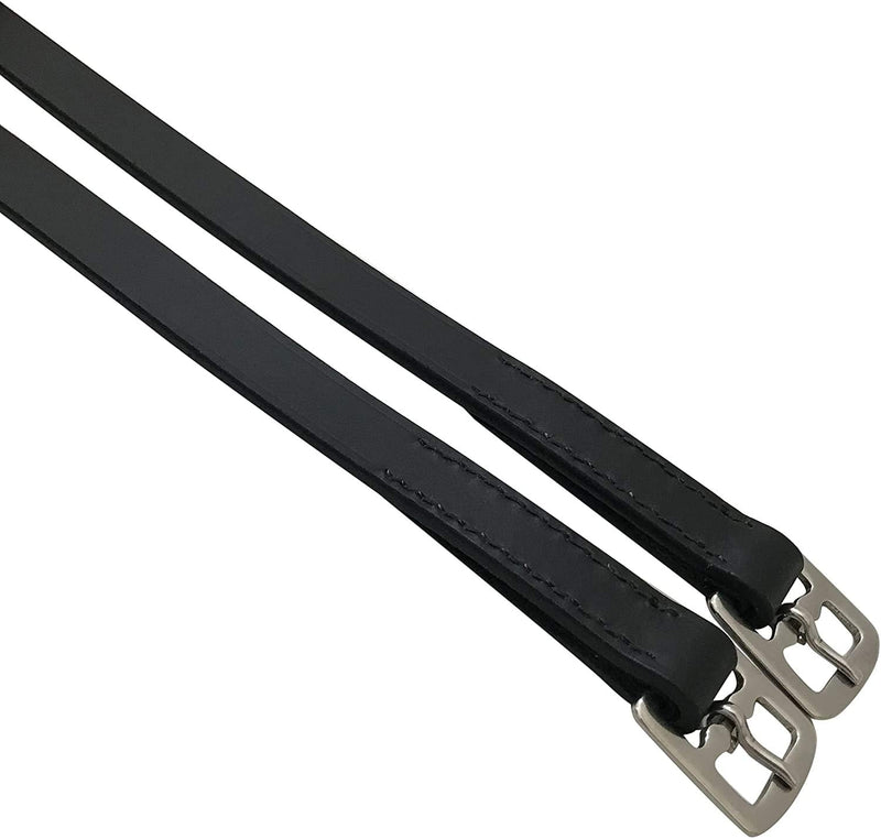 Harrington Marley HAND MADE LEATHER STIRRUP LEATHERS BLACK ADULT 54" CHILD 48" NON STRETCH LINED 48" - PawsPlanet Australia