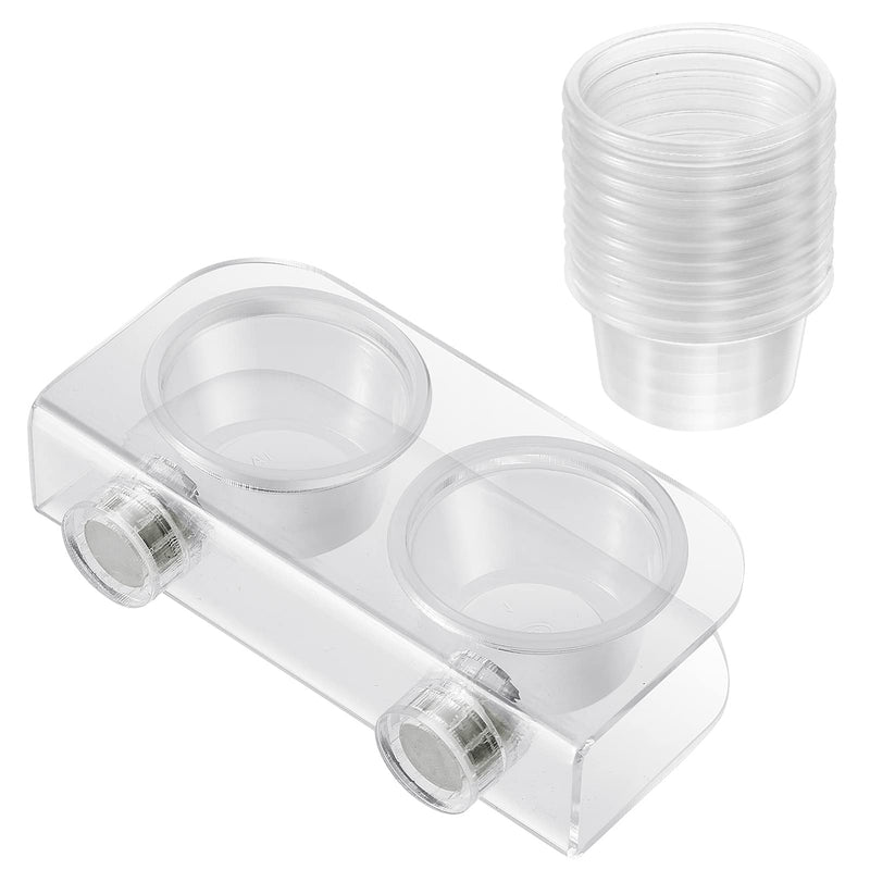 POPETPOP Reptile Feeder with 10Pcs Plastic Bowls- Reptile Food Bowl Water Dish Transparent Feeding Basin for Gecko Lizard Snakes - PawsPlanet Australia