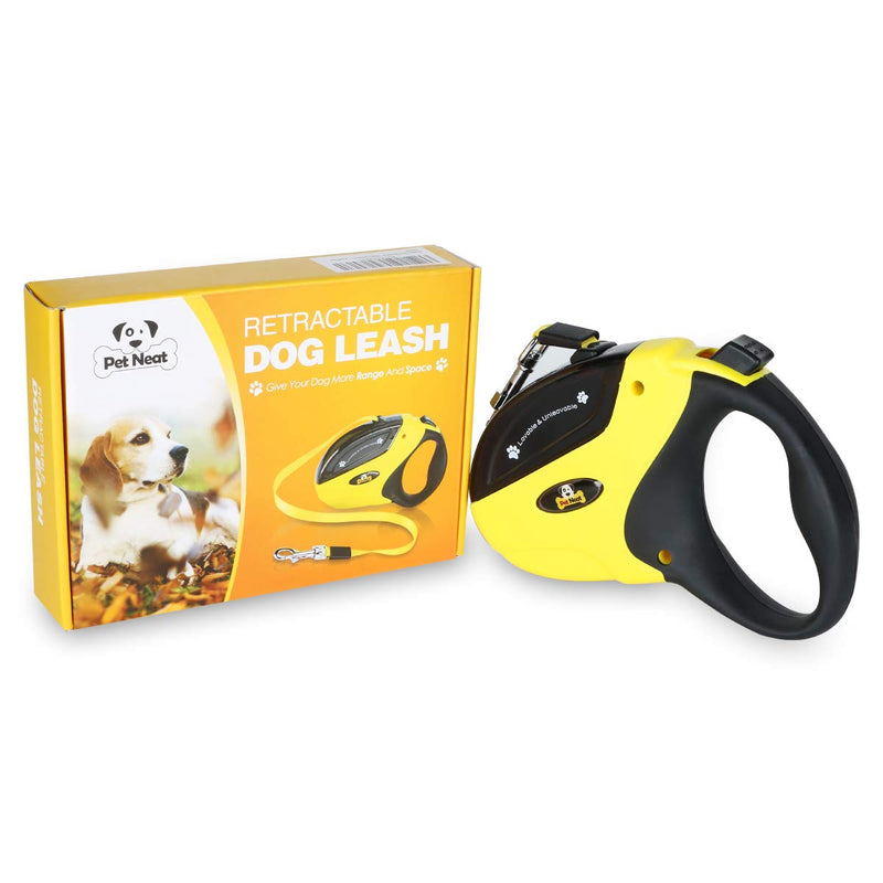 [Australia] - Pet Neat Retractable Dog Leash with Break and Lock Button - Free eBooks - Premium Quality - 10 Ft - Suitable for Small and Medium Dogs - Up to 44 lbs Yellow Color 