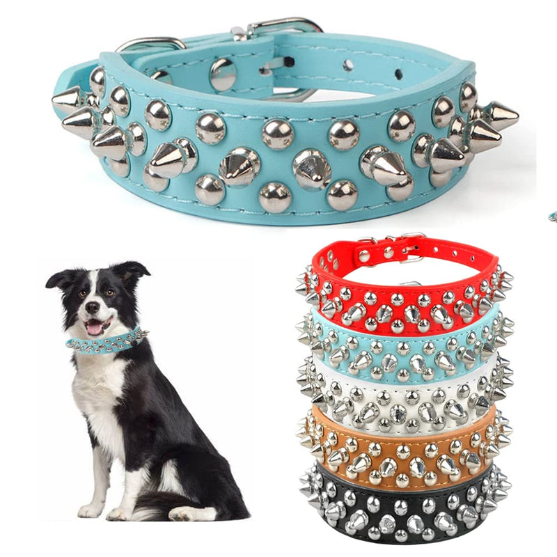 Hotlion Spiked Dog Collar Adjustable PU Leather Studded Rivet Cat Dog Collars for Puppy Kitten Animal Small Medium Large Pets Red S Small (Neck 10.6"-13") - PawsPlanet Australia