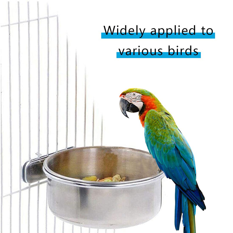 2 Pieces Bird Parrot Feeder Food Bowl Stainless Steel Feeding Dish Hanging Water Cups Small Animal Cage Bowl with Clamp Holder for Bird Parrot Rabbit Hamster - PawsPlanet Australia