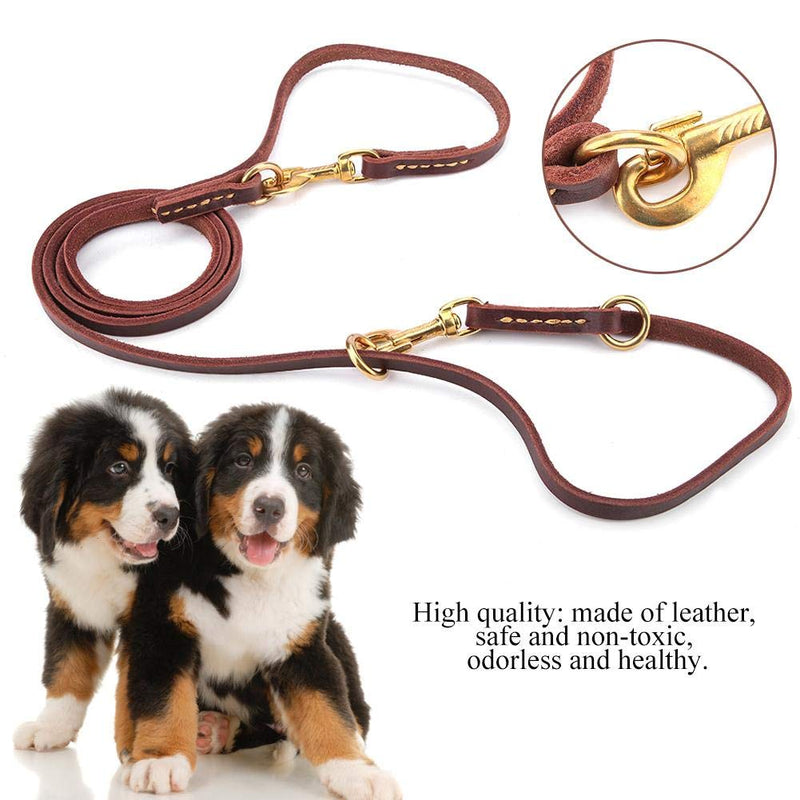 HEEPDD Dog Leash, Double-end Leather Anti-lost Dogs Harness Rope Comfortable Soft Durable Dog Traction Belt with Double Copper Hooks Two Dogs Walking Supplies - PawsPlanet Australia