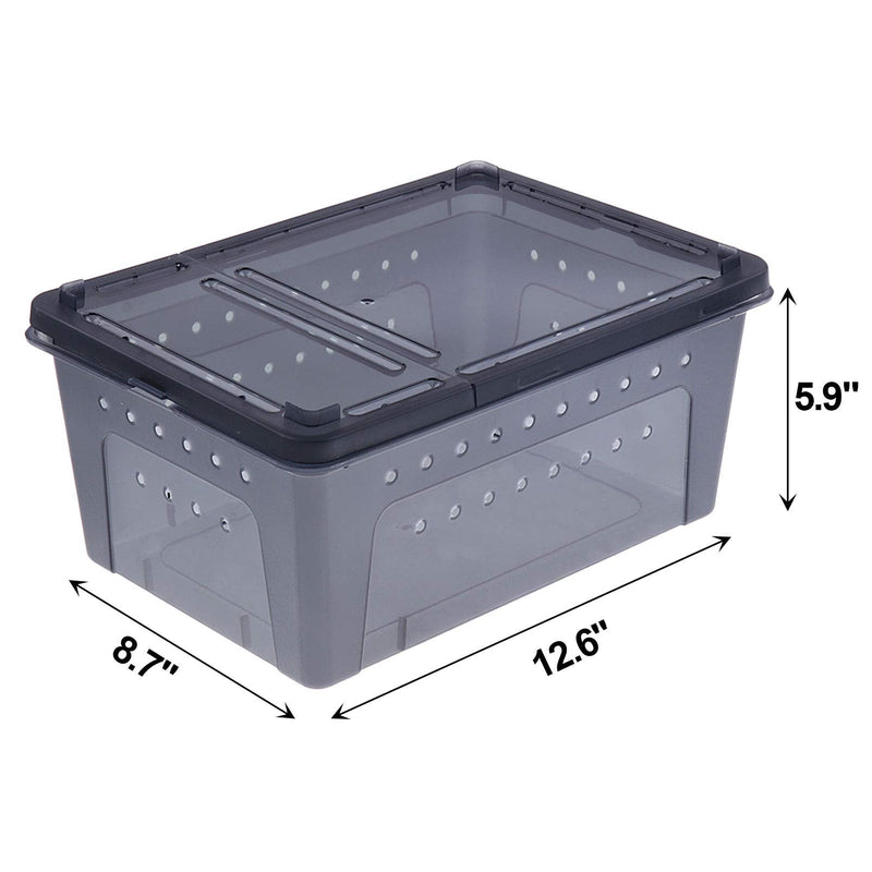 kathson Reptile Snake Feeding Box Breeding Hatching Container Lizard Tarantula Habitat Portable Transparent Plastic Mini Pet Houses for Spider Scorpion Gecko Black - PawsPlanet Australia