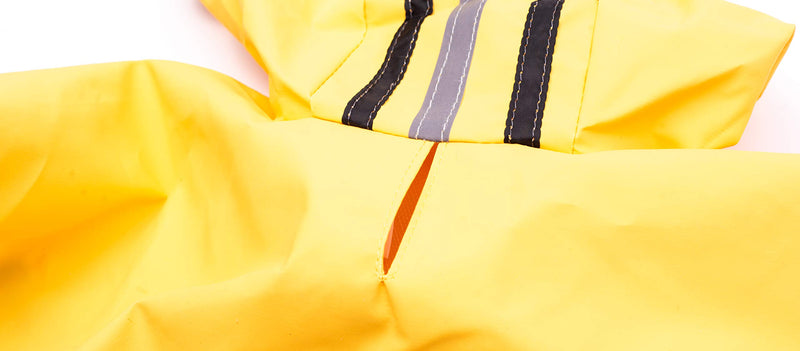 [Australia] - Fashion Pet Dog Raincoat For Small Dogs | Dog Rain Jacket With Hood | Dog Rain Poncho | 100% Polyester | Water Proof | Yellow w/ Grey Reflective Stripe | Perfect Rain Gear For Your Pet! by Ethical Pet Medium 