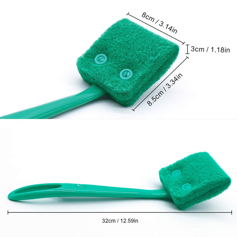 Aihotim Double-Sided Aquarium Fish Tank Sponge Cleaning Brush, Algae Cleaning Brush with Non-Slip Handle, Aquarium Cleaning Sponge, Sponge Scrubber Cleaner for Glass Aquariums - PawsPlanet Australia