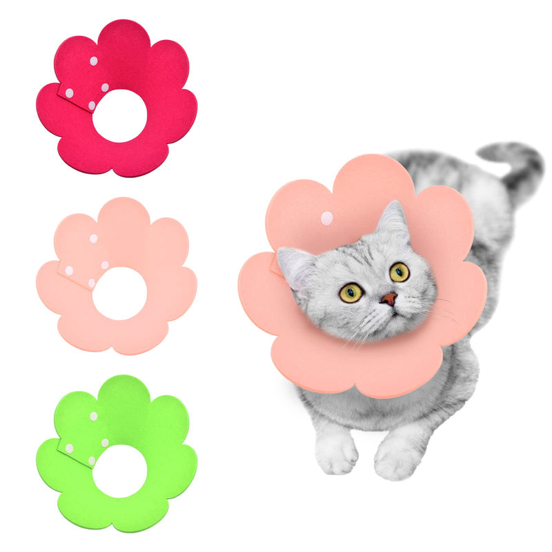 HACRAHO Cat Recovery Collar 3 Pack Adjustable Flower Post Surgery Cone Cat Recovery Collar with Sunflower Shape for Cats Kittens Puppies Style 1 - PawsPlanet Australia