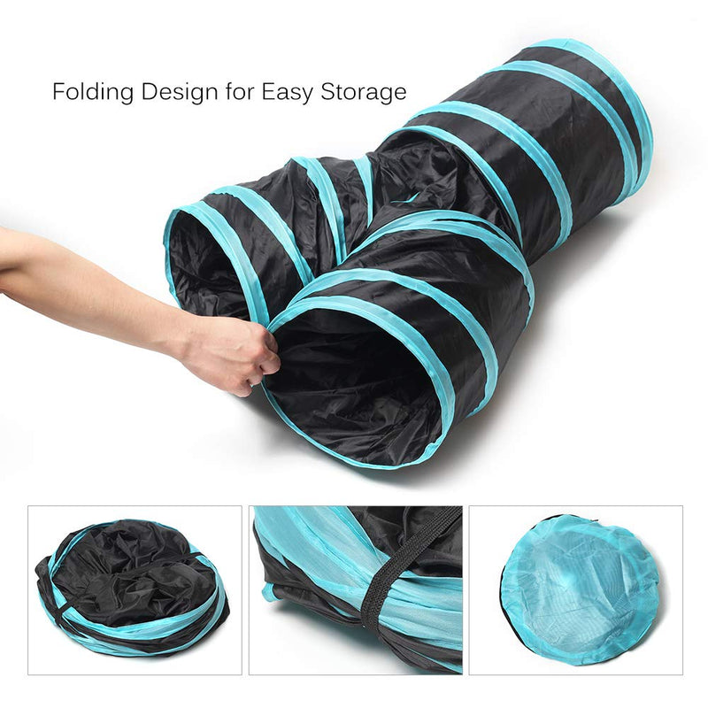 Donghoodshop Cat Tunnel Toy 3 Way Collapsible Tube Fun Play Toy Cat Toys Kitten Toys with Storage Bag for Kitten, Rabbits, Hamster, Small Animal - PawsPlanet Australia